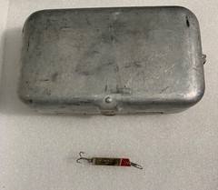 Vintage Aluminum Fishing TackleBox Etched Engraved Hong Kong Double Side W/Trays