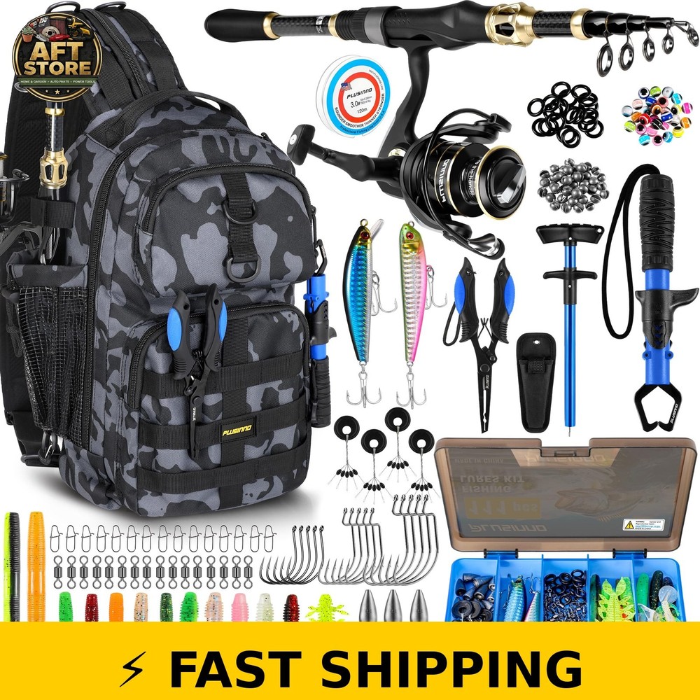 PLUSINNO Fishing Backpack with Rod and Reel Combo – Waterproof & Durable