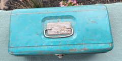 Pap’s Full 1950’S Vintage Liberty Steel Chest Corp. Metal Tackle Box Green USA