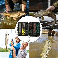 300 Pcs Carp Fishing Tackle Box Set Lead Clips Beads Rig Tubing Swivels Hooks