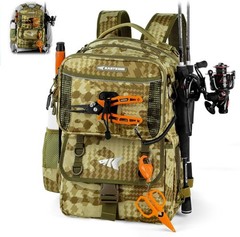 BaitSpace Fishing Tackle Backpack with Removable Bait Binder,2 Rod Holders