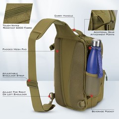 KastKing BlowBak Tactical Sling Standard, D: Desert Brown （14” X 8” X 6”）