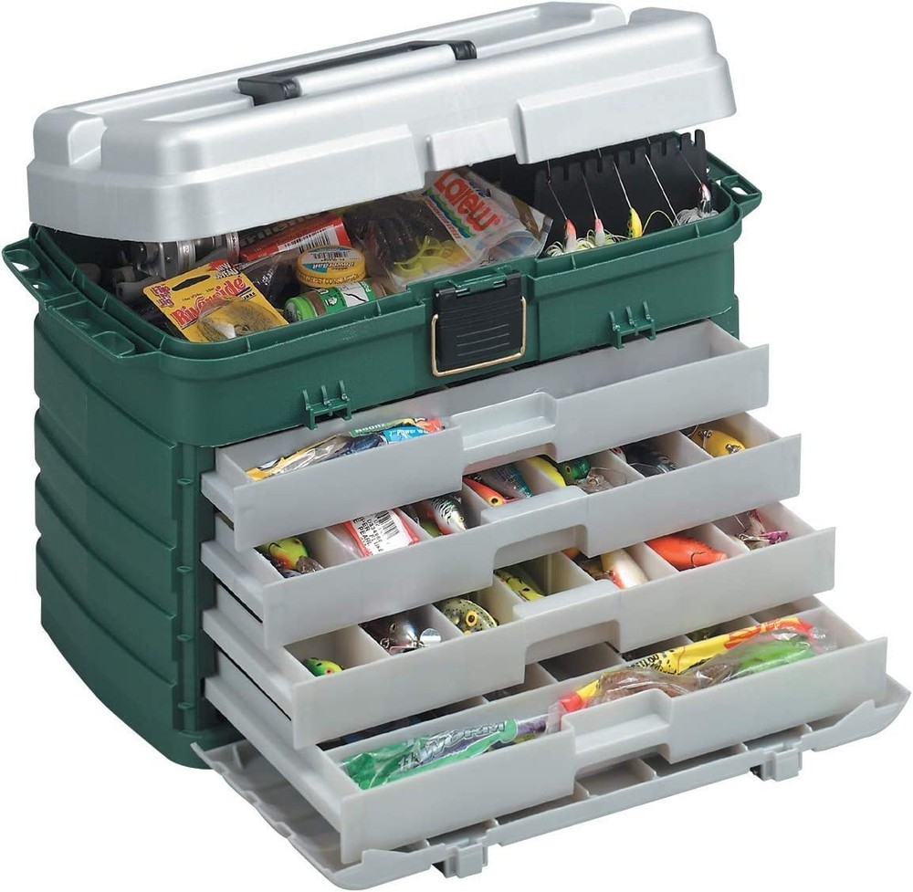 Plano Weekend Series Tackle Case 3700 Green Metallic Silver Portable Storage Box