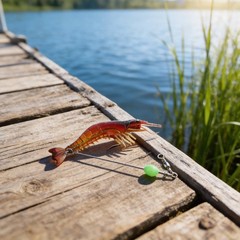Fishing Soft Lure Artificial Shrimp With Silicone Body Hook and Swivels