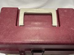 Plano 3200 Plastic Tackle Box Hard Case w/ Lures Burgundy/Gray
