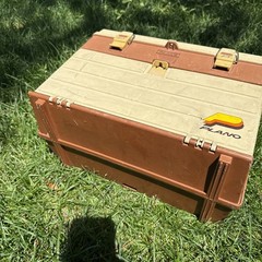 Vintage Plano 757 Tackle Box Fishing Storage Brown/Tan Made In USA 4 Drawers