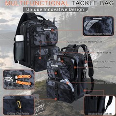 Lightweight 25L Fishing Backpack with Tackle Boxes, Lures Kit & Rod Holder – Cam