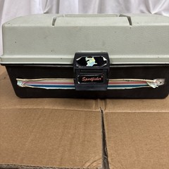 Vintage Sport Fisher 450 Fishing Tackle Box Two Trays Black Grey Works Great