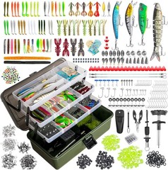 4 Layers Fishing Tackle Box, 605Pcs Fishing Gear Kit with Lures, Small Tool Kit