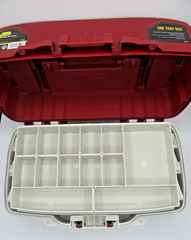 PLANO 6201 Red & Tan Fishing Tackle Box w/1 Tier Folding Tray Bait Storage
