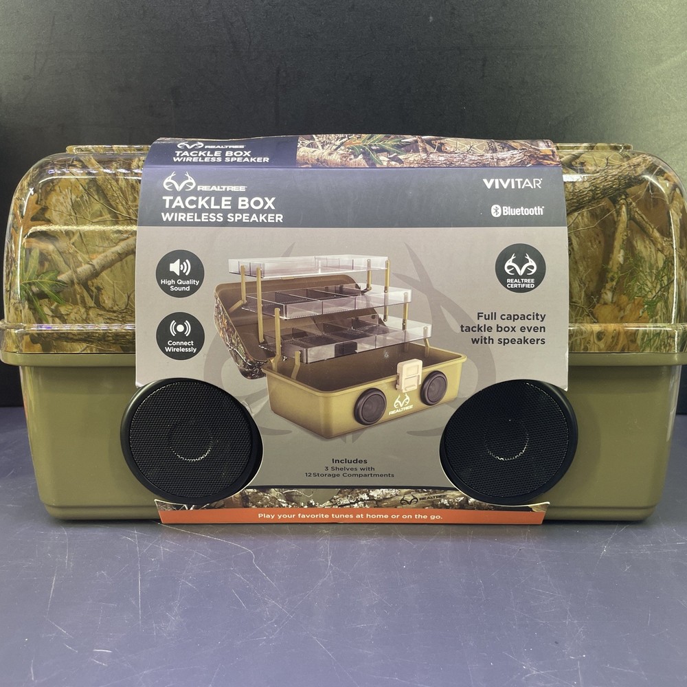 Realtree Tackle Box Wireless Speaker Fishing Box Storage