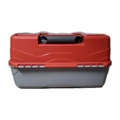 Flambeau 3-Tray Tackle Box – 32 Compartment Organizer, Water-Resistant, Red/Gray