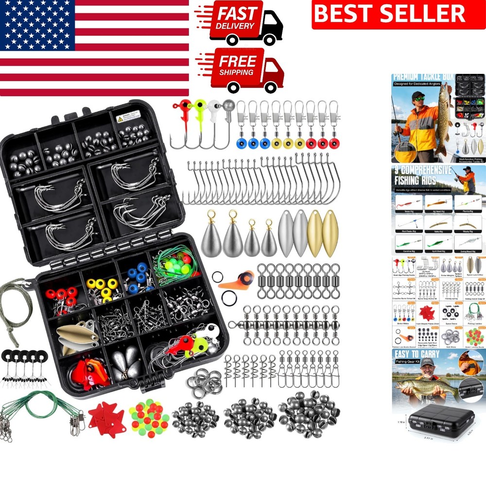 All-in-One 187pcs Fishing Accessories Kit with Organized Tackle Box