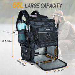 Fishing Backpack, 900D Water-Resistant Tackle Bag with Rod Holders, Insulated…
