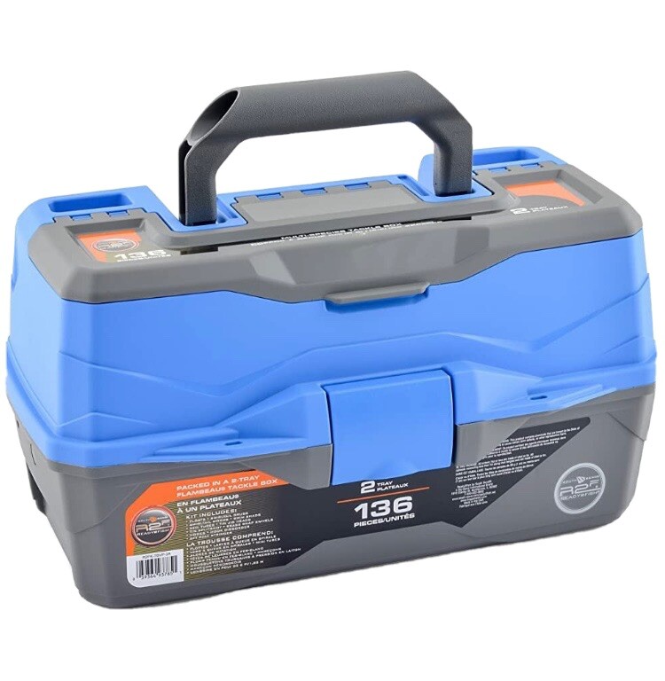 Ready2Fish Fishing Tackle Box/organizer, Tackle Included 2 Tray 136 Piece Blue