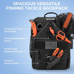 Kastking Karryall Fishing Tackle Backpack with Rod Holder 4 Tackle Boxes,40/26L