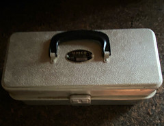 UMCO 102A Metal Tackle Box Silver/Black Hard Case, with Tackle and Lures