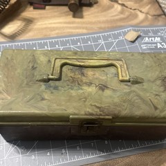 Vintage Brown Green Marbled Bakelite Tackle Or Tool Box 11x4x5 Inch