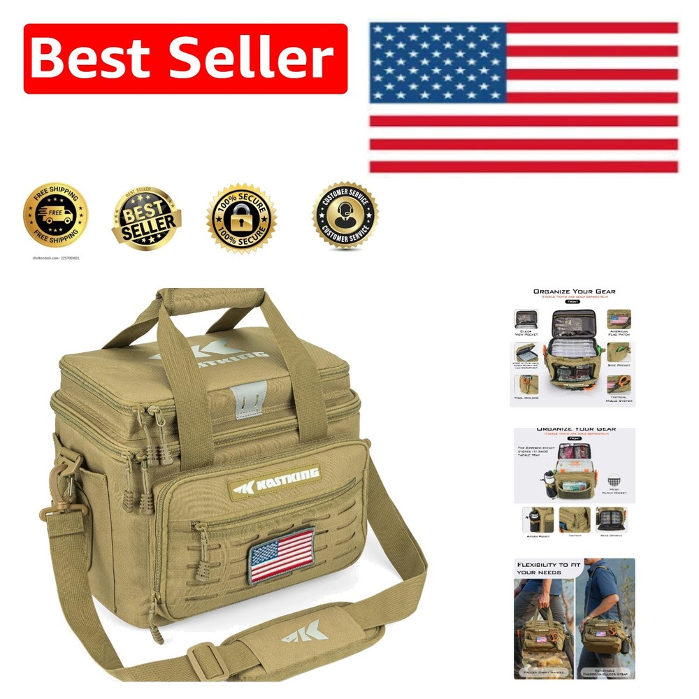 Durable 600D Oxford Fishing Gear Bag with Padded Shoulder Strap & Molle System