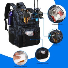 RUCYEN Fishing Backpack, 45L Large Cooler Fishing Tackle bag with Rod Holders…