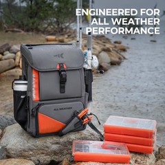 KastKing All Weather 13.8 inches, A: Grey（With 4 Waterproof Tackle Boxes）