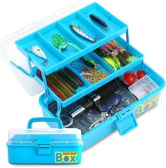 Pro 3-Layer Fishing Tackle Box Kit w/ 339pcs Bass Lures & Tools – Smart Storage