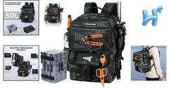Versatile Fishing Gear Storage Backpack with Breathable Padding and Stylish Camo