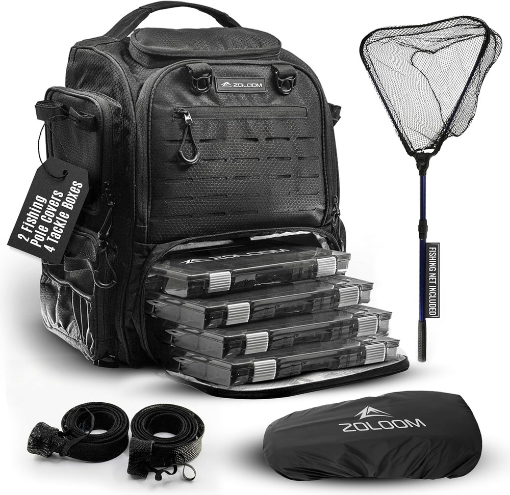 Waterproof Fishing Backpack with Tackle Boxes & Rod Holder – 40L Gear Bag