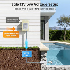 1.5 Inch LED Nicheless Pool Light, 12V AC 18W 6000K, 100FT Cord | for Inground P