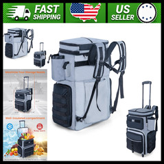 Goture 66L Rolling Fishing Tackle Bag with Cooler, Wheels, Rod Holders