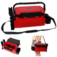 Large Tackle Box 2 Layer Fishing Tackle Storage Box w/Rod Holder & Cup Holder