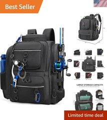 Waterproof Fishing Backpack – 45L Tackle Bag with Rod Holders & 14 Compartments