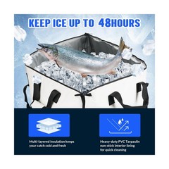 THKFISH Fish Cooler Bag Insulated Fish Kill Bag for Caught Fishing, 60x20x9in…