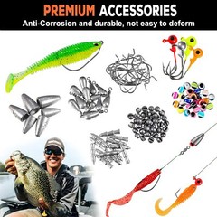 201Pcs Fishing Accessories Kit, Fishing Tackle Box with Fishing Hooks Weights+
