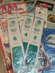 Antique Snelled Hook Wallet And Vintage Hooks, Waxed Canvas Wallet. 33 Pks Hooks