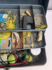Fall City My Buddy Tackle Box Fishing #242 Blue Metal Vintage U.S.A. With Tackle