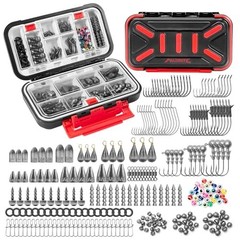 Compact Fishing Tackle Kit – 182/265/400pcs All-in-One Freshwater Hooks, Weights
