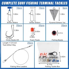 105PCS Surf Fishing Tackle Kit Fish Finder Rigs Saltwater Surf Fishing Rigs Live
