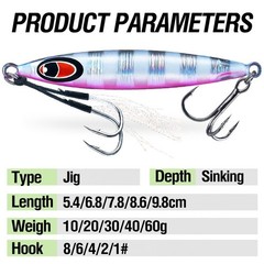30g/40g/60g Iron Plate Luminous Sinking Jig Lure for Boat Night Fishing Use