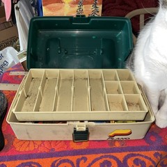 Vintage Plano Fishing Tackle 4100 Green & Tan Plastic Box 1980s U.S.A.
