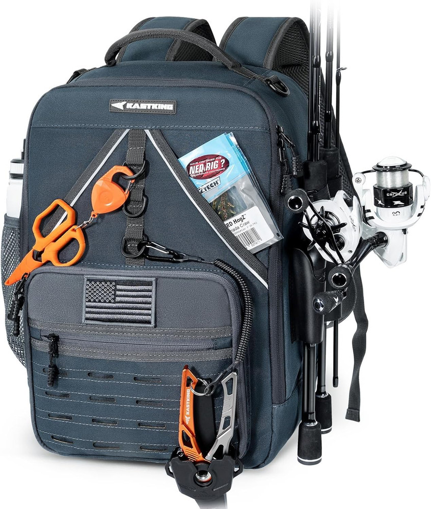 Karryall Kastmate Water-Resistant Fishing Tackle Backpack with Rod Holders