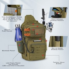 KastKing BlowBak Tactical Sling Standard, D: Desert Brown （14” X 8” X 6”）
