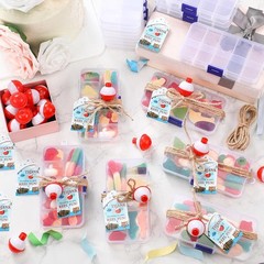 24 Sets Fishing Party Favors Candy Little Tackle Boxes W/ Red White Floater
