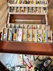 Multi-Tier Simonsen Metal Tackle Box Fishing Lot With Contents ALL VINTAGE FULL