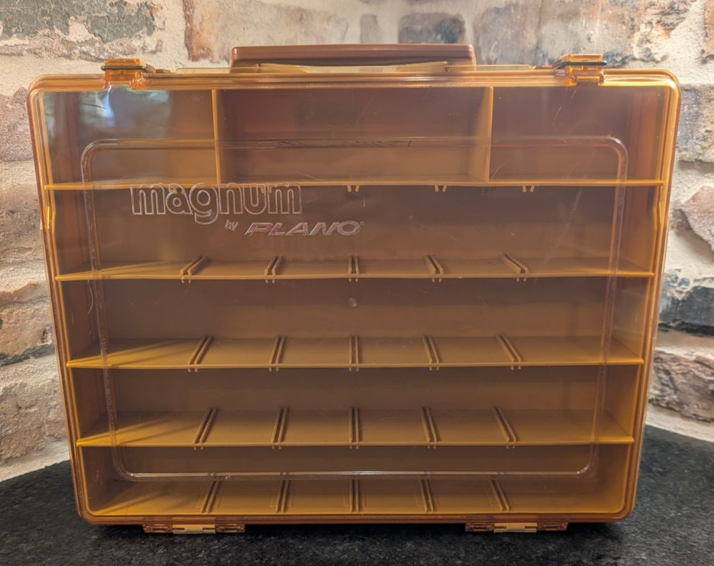 Vintage Magnum By Plano Fishing Tackle Box 1152 Double Sided 15 x 11 x 5