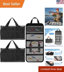 Durable 5 Pocket 24.8″ x 11.4″ Fishing Tackle Bags with Clear Compartments