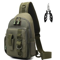 Green Small Fishing Sling Bag Tackle Storage Backpack Rod Holder Gear Men