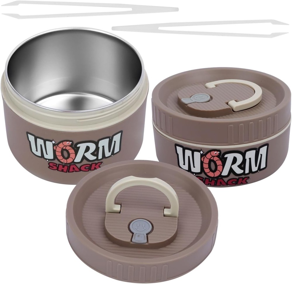 2Pcs Live Bait Storage,Fishing Bait Container Stainless Steel Worm Storage Box