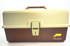 Vintage Plano 6800 Series Tackle Box Brown Cream Hard Plastic Fishing Organizer
