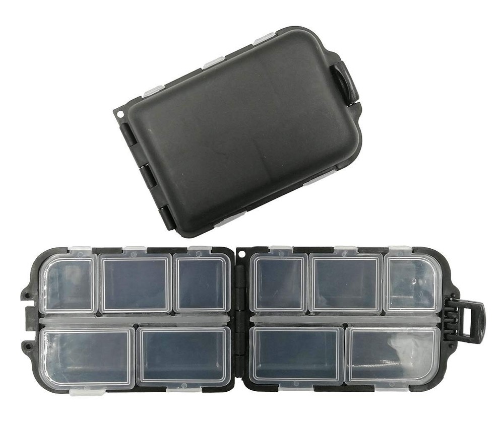 2x Small Hard Fishing Tackle Box 3.9 inches x 2.5 x 1.2 inches, Black